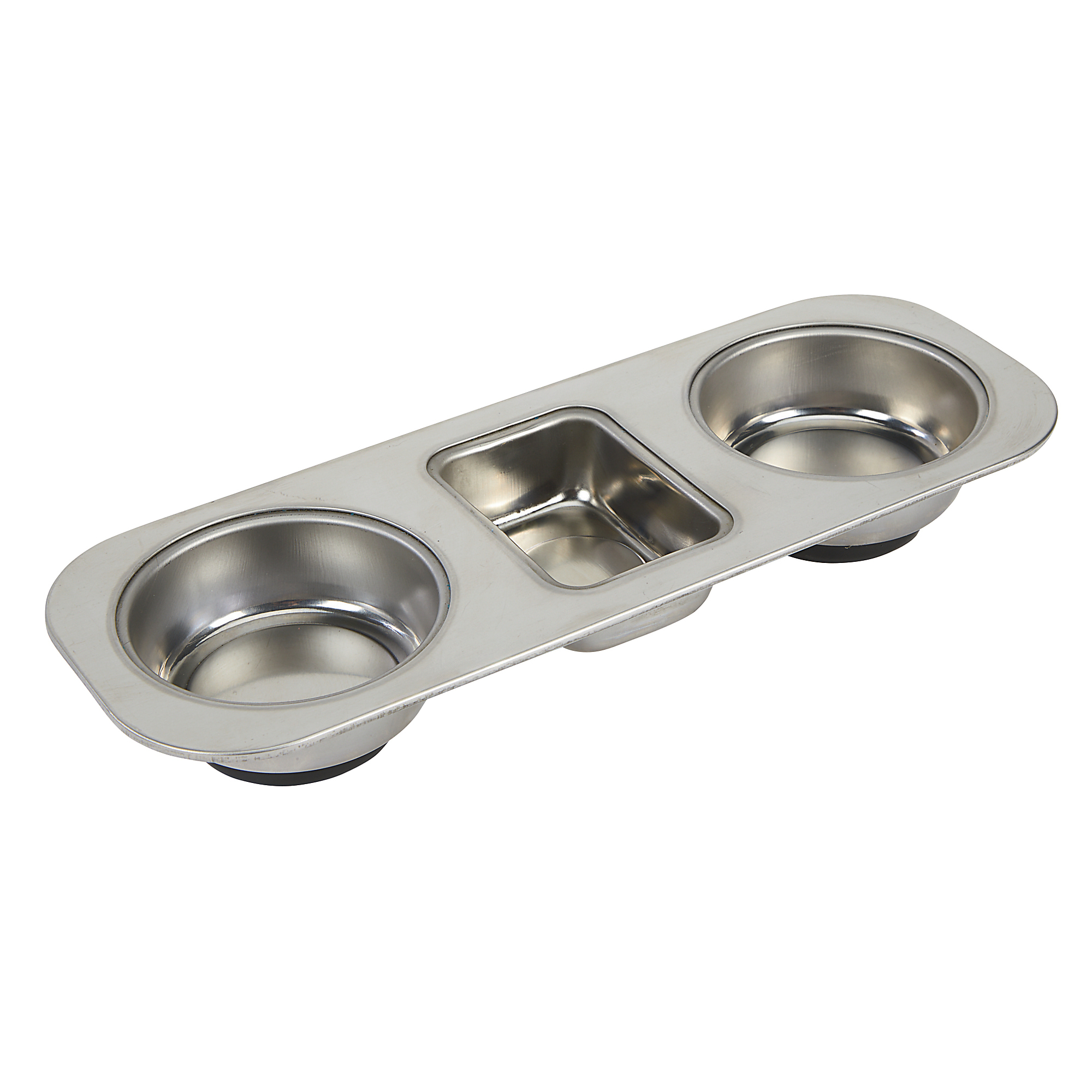 Ironton 3-Section Magnetic Parts Tray, 12.5in.L x 4.5in.W x 1.25in.D, 6-Lb. Capacity, Stainless Steel
